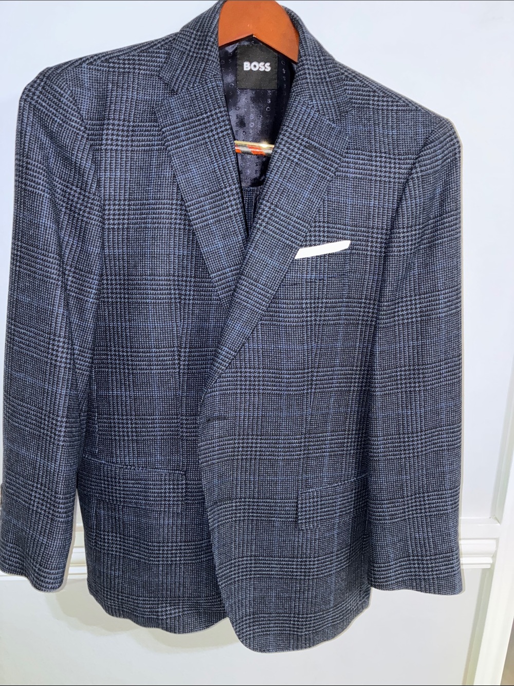 BOSS Hutson Glen Plaid Stretch Wool Blend Sport Coat – Tailored Fit, 23" Sleeves
